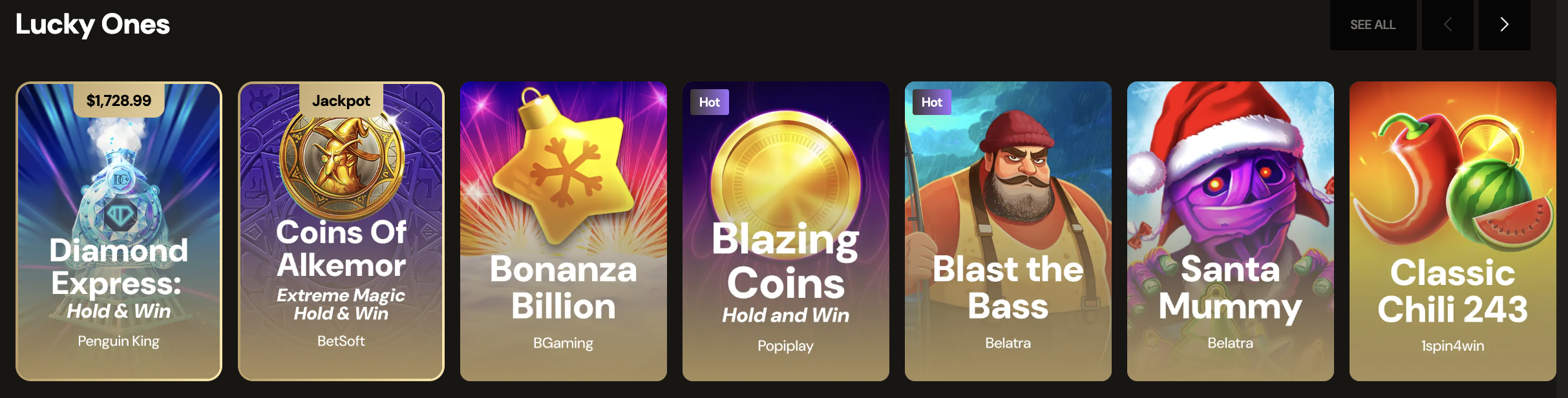 Hold and Win slot releases including Diamond Express and Coins of Alkemor