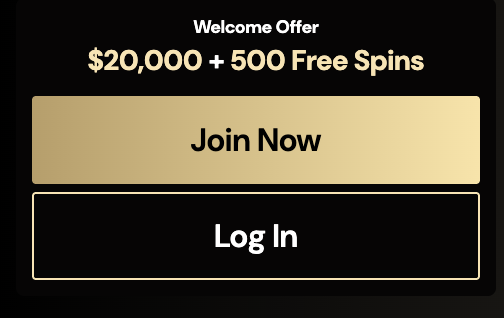 Mobile welcome offer widget with Join Now and Log In buttons